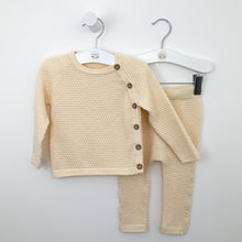 Load image into Gallery viewer, Our knitted loungewear set is so comfortable for boys and girls. Colour is cream so a great unisex set. 18-24 months and 2-3 years. Shop knitted styles for babies and toddlers a Bel Bambini baby boutique.