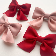 Load image into Gallery viewer, Pnk and red satin bows available in our girls accessory collection. for girls, available in a pack of two