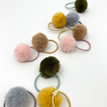 Load image into Gallery viewer, Shop our exclusive range of baby hair accessories, including our fluffy pompom bobbles with an elasticated band. Toddler hair bobbles with fluffy pompoms.