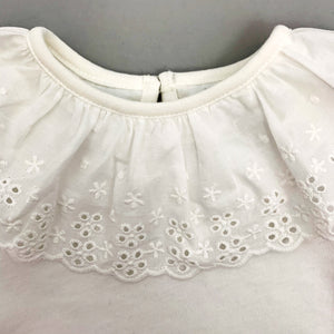 Detail shot of the lace trim on our Bel Bambini baby girls summer Tee