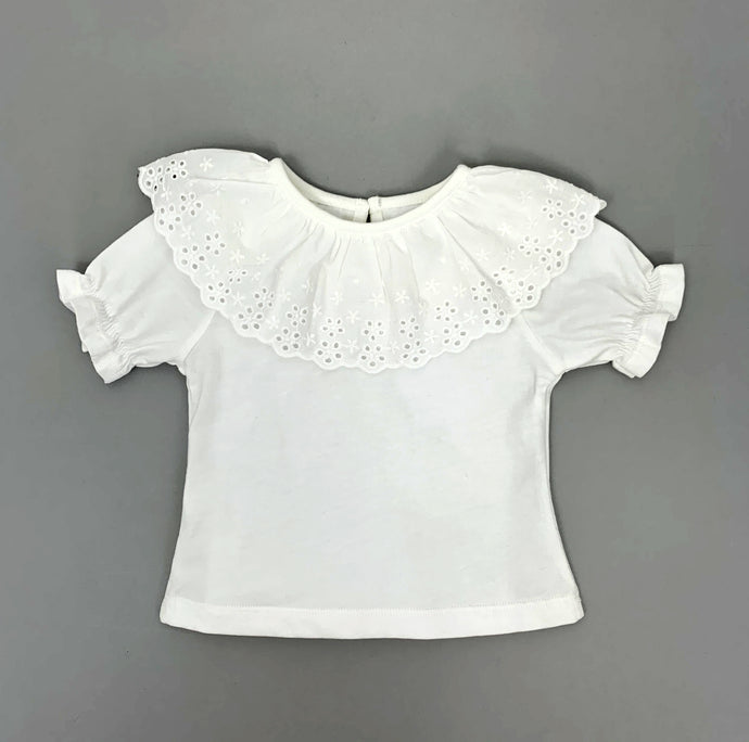 Beautiful Lace detail Tshirt for girls, baby clothing and toddler summer clothes. Preety girls stylish Tee can be worn alone or as a key layering piece at Bel Bambini Boutique.