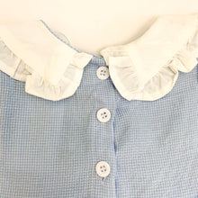 Load image into Gallery viewer, We have some beautiful baby clothing at Bel Bambini baby boutique. Rompers, dresses and some super cute styles for girls. Here is a detail shot of our short sleeve cotton romper, showing three buttons down the back.