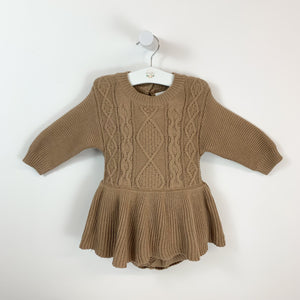 Cable knitted romper for girls aged 0-2 years, Shop our fashionable and trendyt baby and toddler clothing online at Bel Bambini baby fashion boutique.  Fashion essentials for babies and toddlers. 