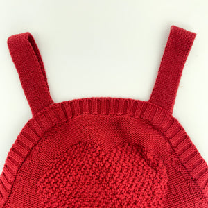 Baby and toddler girls knitted romper in red, soft and comfortable stylish romp[er for 0-2 years. Beautiful red  romper which is perfect for Christmas time and winter days.