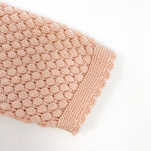 Load image into Gallery viewer, Detail shot of our Bel Bambini two piece knitted set in shell pink. Baby and toddler knotted set 0-24 month clothing. Stunning girls outfit.